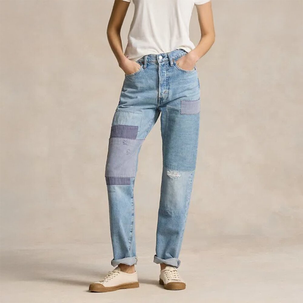 Polo Ralph Lauren High Rise Relaxed Straight Jean Blue Size 25 NEW NWT